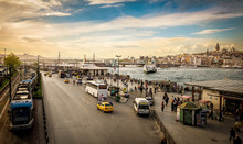 Traffic At Eminonu Harbor, Istanbul