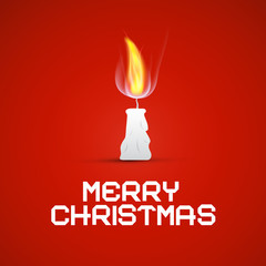 Sticker - Vector Red Christmas Template with Burning Candle