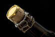 Closeup of champagne bottle and cork