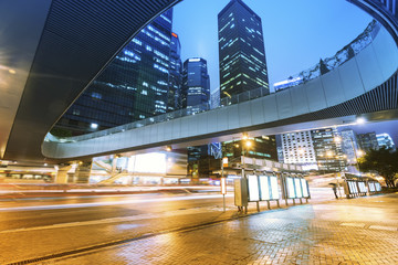 traffic with blur light through city at night