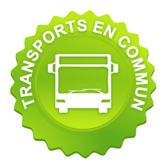 Poster - transports en commun sur bouton web denté vert