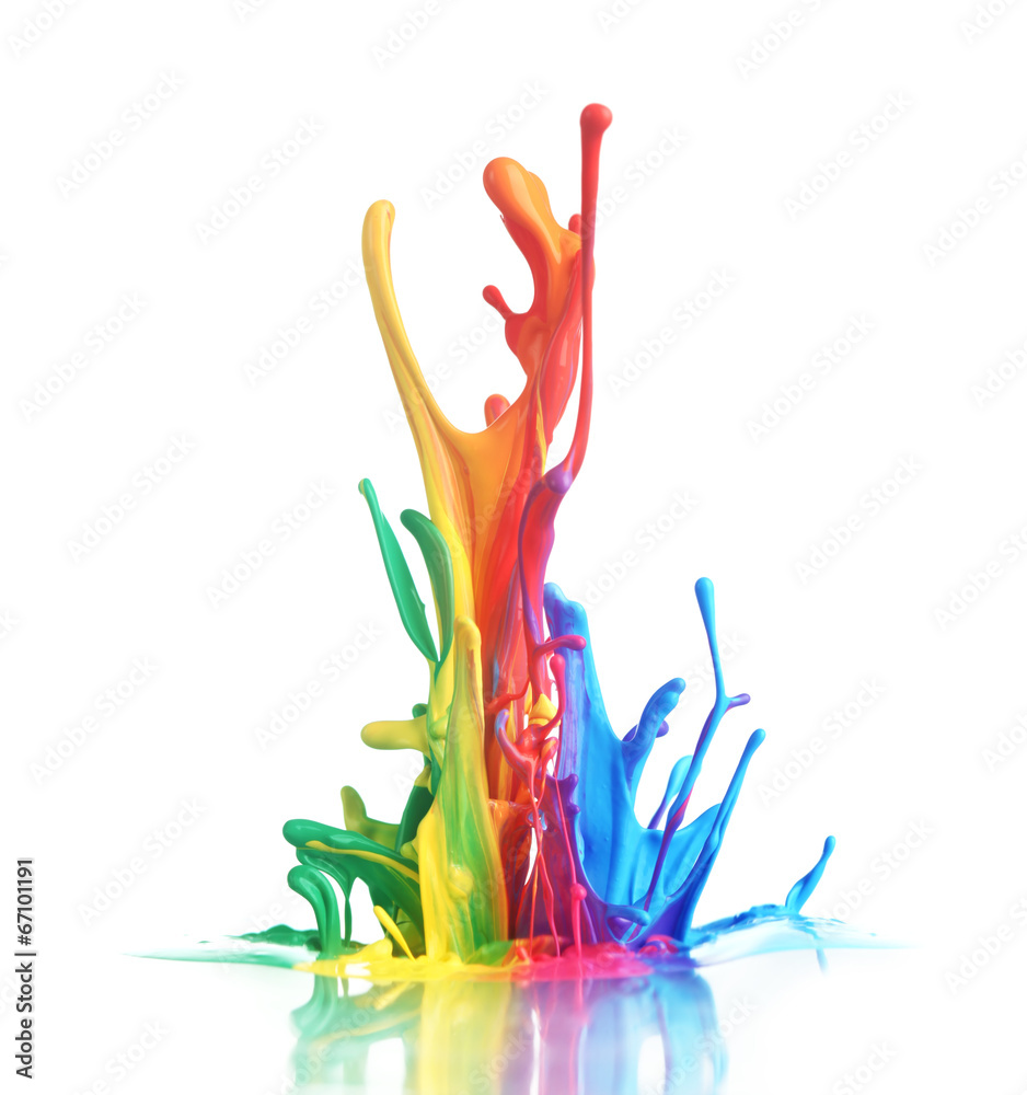 Colorful paint splashing - obrazy, fototapety, plakaty 