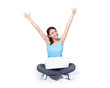 © ryanking999 - Woman student happy sitting with laptop