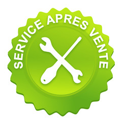 Sticker - service après vente sur bouton web denté vert