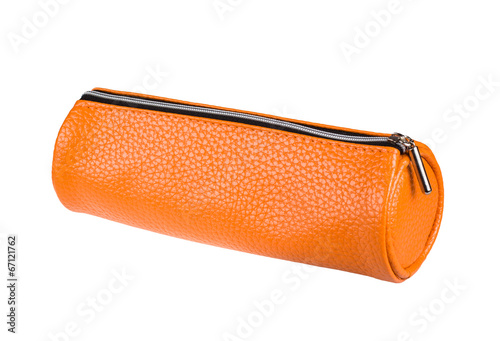 Fotomural orange pencil case isolated on white background