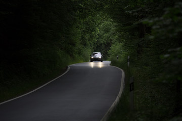 car on a summer forest road