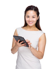 Poster - Business woman touch on tablet