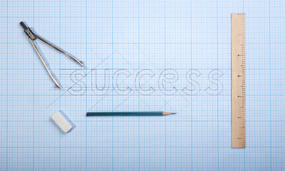 the word success on paper drawings