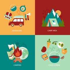 Wall Mural - Camping flat icons set