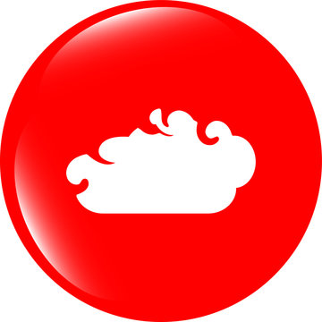 white cloud on internet icon isolated on white