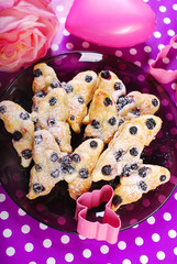 Wall Mural - puff pastry cookies with blueberry in butterfly shape