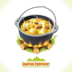 Poster - Camping symbol food pot