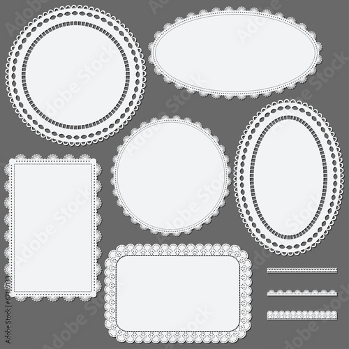 Fotografia, Obraz Set of lace frames napkins and ribbons.