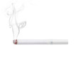 Smoking cigarette with white filter isolated on white background