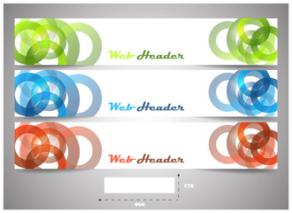Poster - web headers with precise dimension, set of vector banners