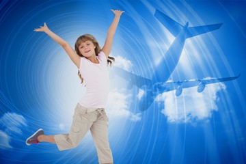 Poster - Composite image of happy girl jumping