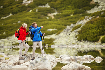 senior couple hiking