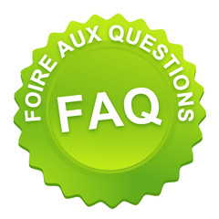 Sticker - foire aux questions sur bouton web denté vert