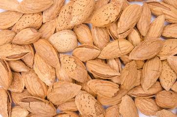 Background of almonds in shell