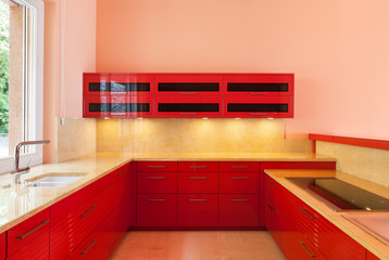 Wall Mural - red domestic kitchen