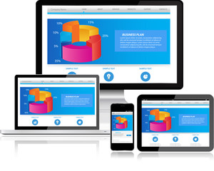 Wall Mural - website template on multiple devices