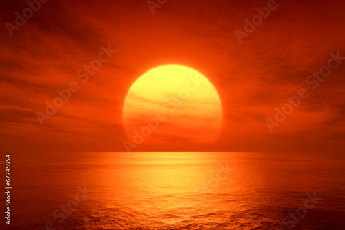 Plakat czerwony zachód słońca