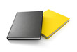 Two books (yellow and black) with blank covers isolated on white