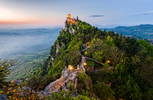 San Marino Castle At Sunrise