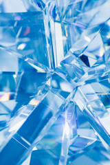 abstract blue background of crystal refractions