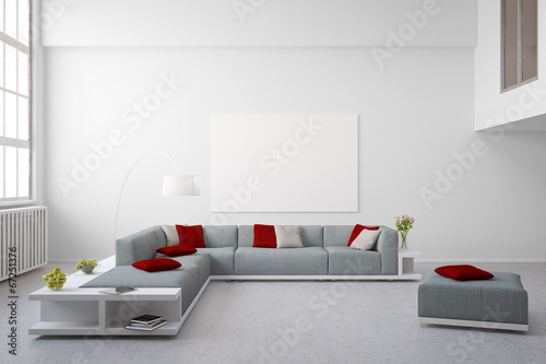 Geräumiges Modernes Wohnzimmer Design Mit Weißem Marmorboden