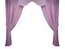 Beautiful Purple Curtain In A Classic Style. Isolated