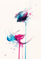 Wall Mural - woman portrait  .abstract  watercolor .fashion background