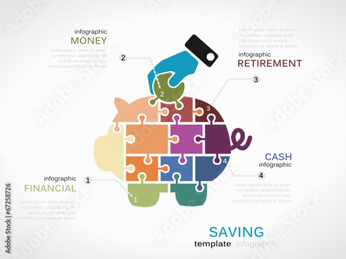 Fotografía Saving concept infographic template with piggy bank