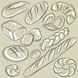 set of different breads, vector
