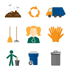 Poster - Garbage icons flat