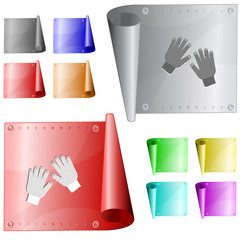 Sticker - Gauntlets. Vector metal surface.