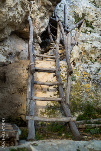 Fototapeta na wymiar The old wooden stairs