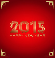 Wall Mural - 2015 Golden and Red Happy New Year greeting card