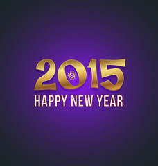 Wall Mural - 2015 Golden and Purple Happy New Year greeting card