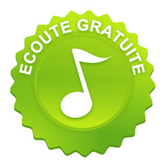 Poster - écoute gratuite sur bouton web denté vert