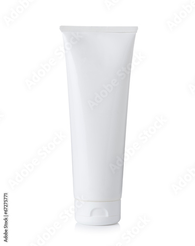 Photographie Blank cosmétiques en plastique blanc, pâte ou tube de gel isolé