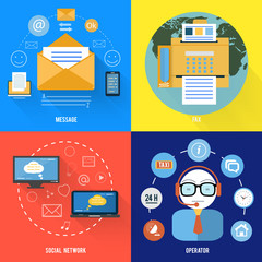Poster - Message, fax, social network and support icons