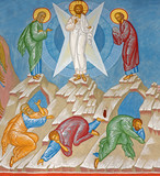 Bruges - Fresco of Transfiguration scene in orthodox church