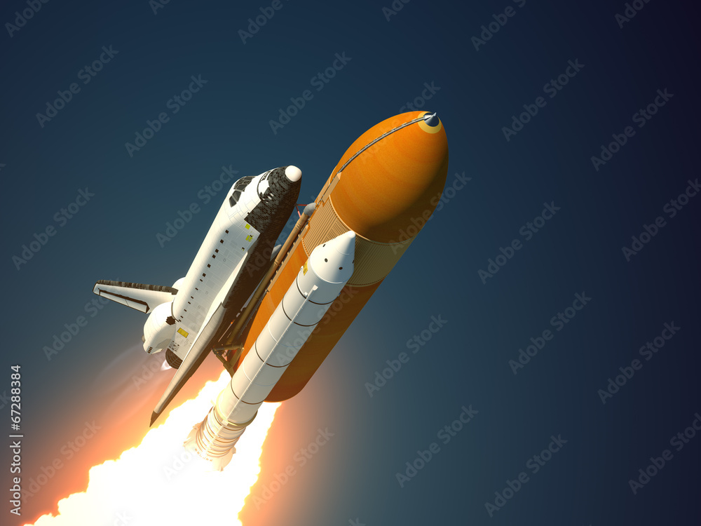 Space Shuttle Takes Off - obrazy, fototapety, plakaty 