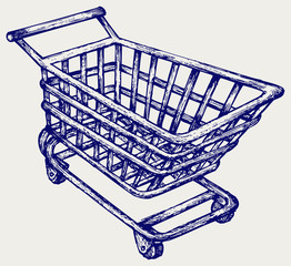 Wall Mural - Shopping supermarket cart. Doodle style