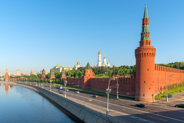 Moskva River embankment along the walls of the Kremlin