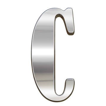 Letter C from chrome solid alphabet isolated on white