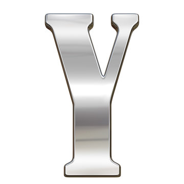 Letter Y from chrome solid alphabet isolated on white