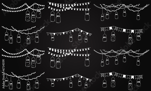 Fotografía Vector Collection of Chalkboard Style Mason Jar Lights