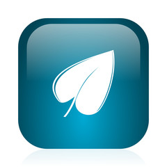 leaf blue glossy internet icon